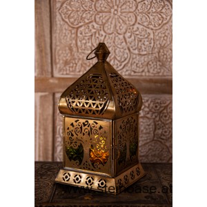 Orientalisches Licht / Laterne 'LEBENSBAUM & Blume des Lebens' Grün